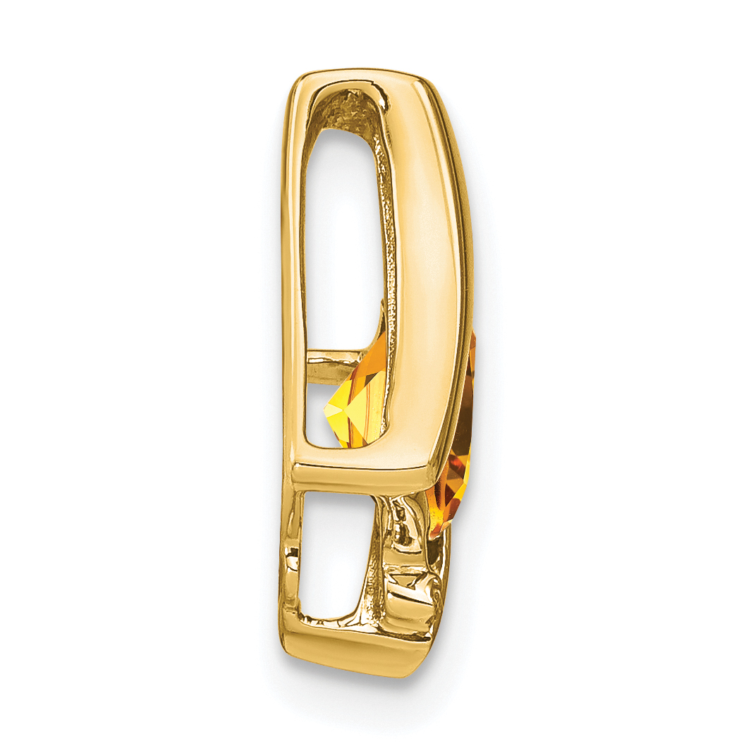 Diamond Cushion Citrine and Chain Slide Pendant Charm Real 10k Yellow Gold detailed image 2