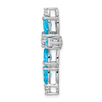 10K White Gold Blue Topaz and Diamond Cross Chain Slide — alternate view