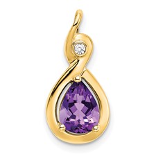 Image of 14k Pear Amethyst and Diamond Pendant