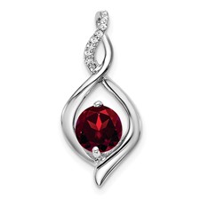 Image of 14k White Gold Garnet and Diamond Pendant