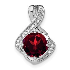 Image of 14k White Gold Garnet and Diamond Pendant