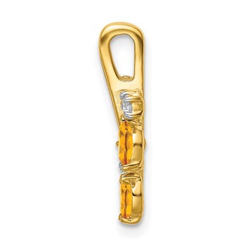 14k Marquise Citrine and Diamond Leaves Chain Slide — alternate view