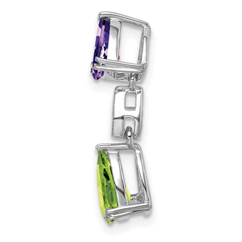 14k White Gold Pear Amethyst/Peridot and Diamond Chain Slide — alternate view