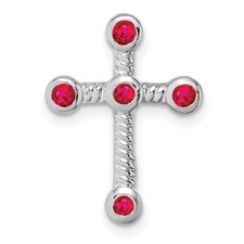 Image of 10k White Gold Ruby Cross Chain Slide