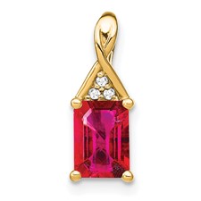 Image of 14k Emerald-shape Ruby and Diamond Pendant