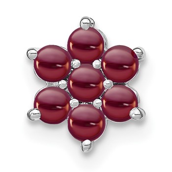 14k White Gold Garnet Floral Chain Slide