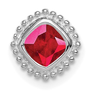 14k White Gold Cushion Ruby Chain Slide