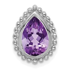 Image of 14k White Gold Pear Amethyst Chain Slide