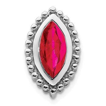 14k White Gold Marquise Ruby Chain Slide