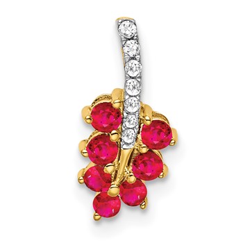 14k Ruby and Diamond Leaf Chain Slide