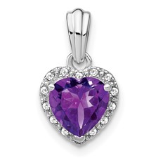 Image of Sterling Silver Rhodium-plated Amethyst and Diamond Pendant