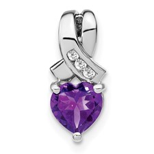 Image of Sterling Silver Rhodium-plated Amethyst and Diamond Pendant