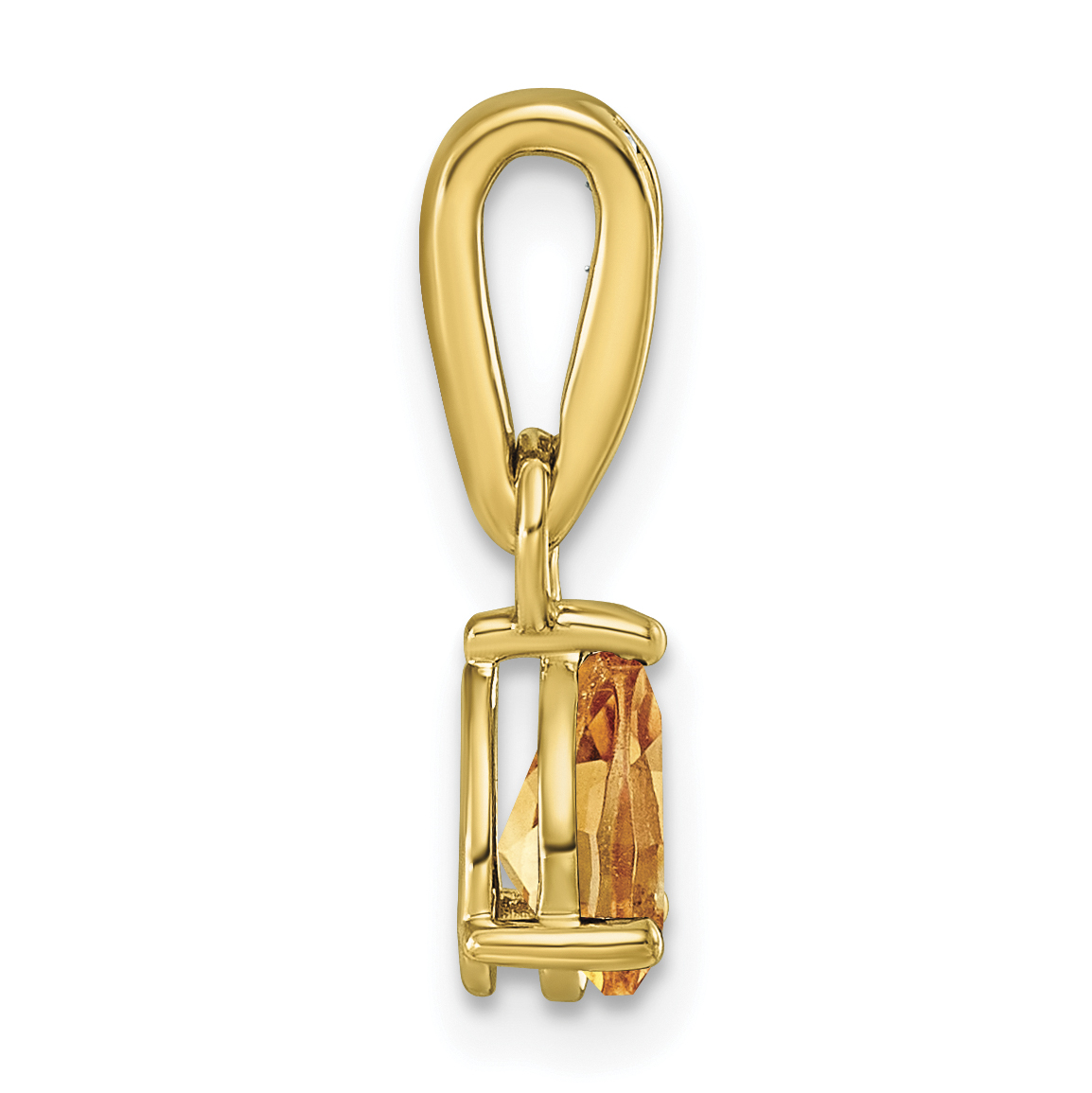 Diamond Citrine and 1/10 carat Pendant Charm Real 10k Yellow Gold 18x6.2mm product image view 2