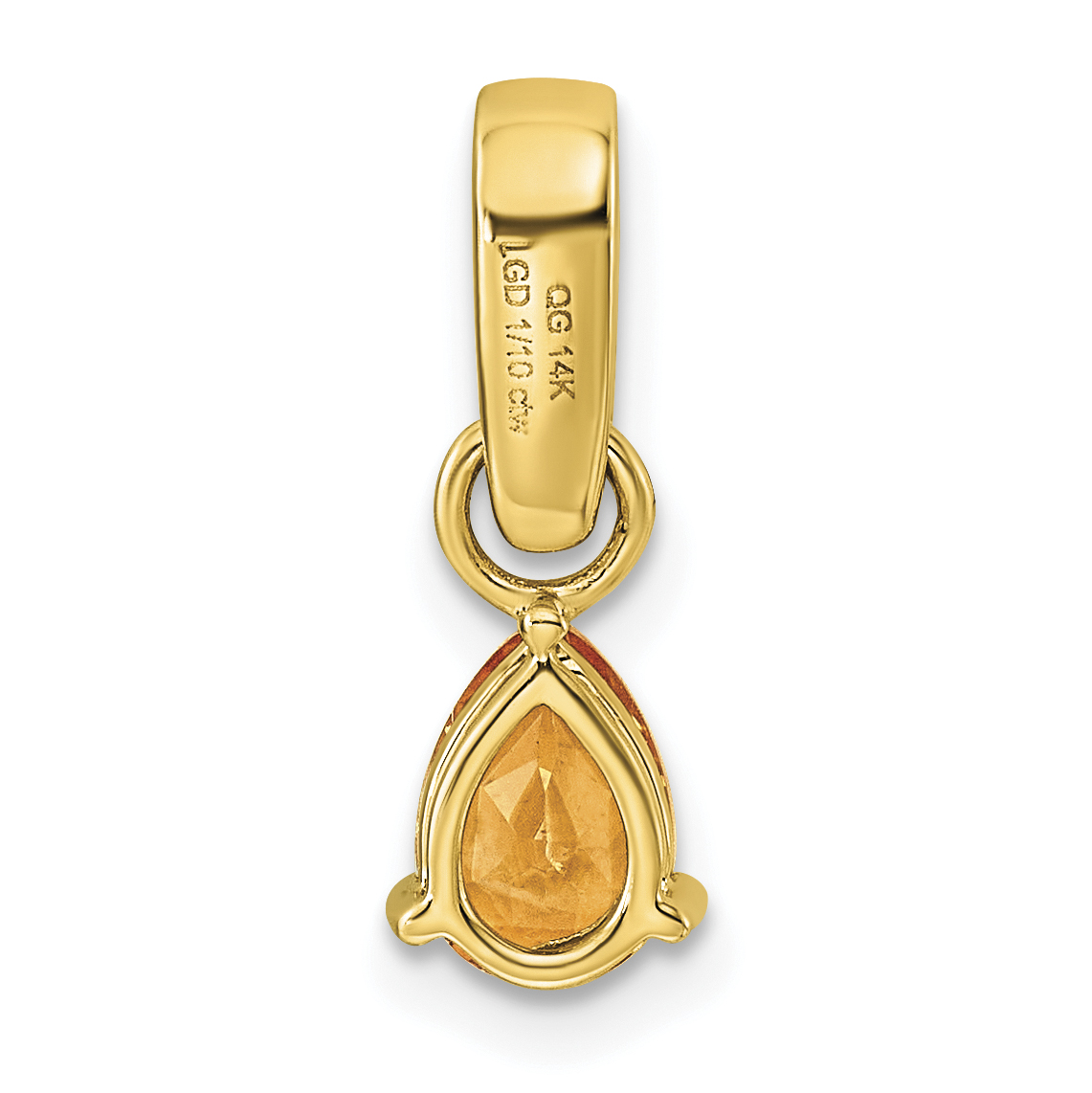 Diamond Citrine and 1/10 carat Pendant Charm Real 10k Yellow Gold 18x6.2mm product image view 3