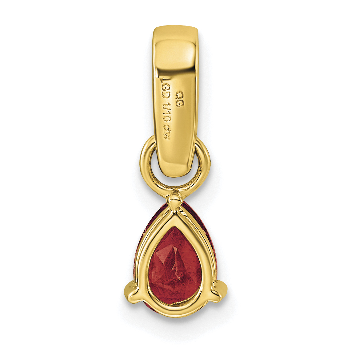 Diamond Garnet and 1/10 carat Pendant Charm Real 14k Yellow Gold 17.9x6.2mm detailed image 3