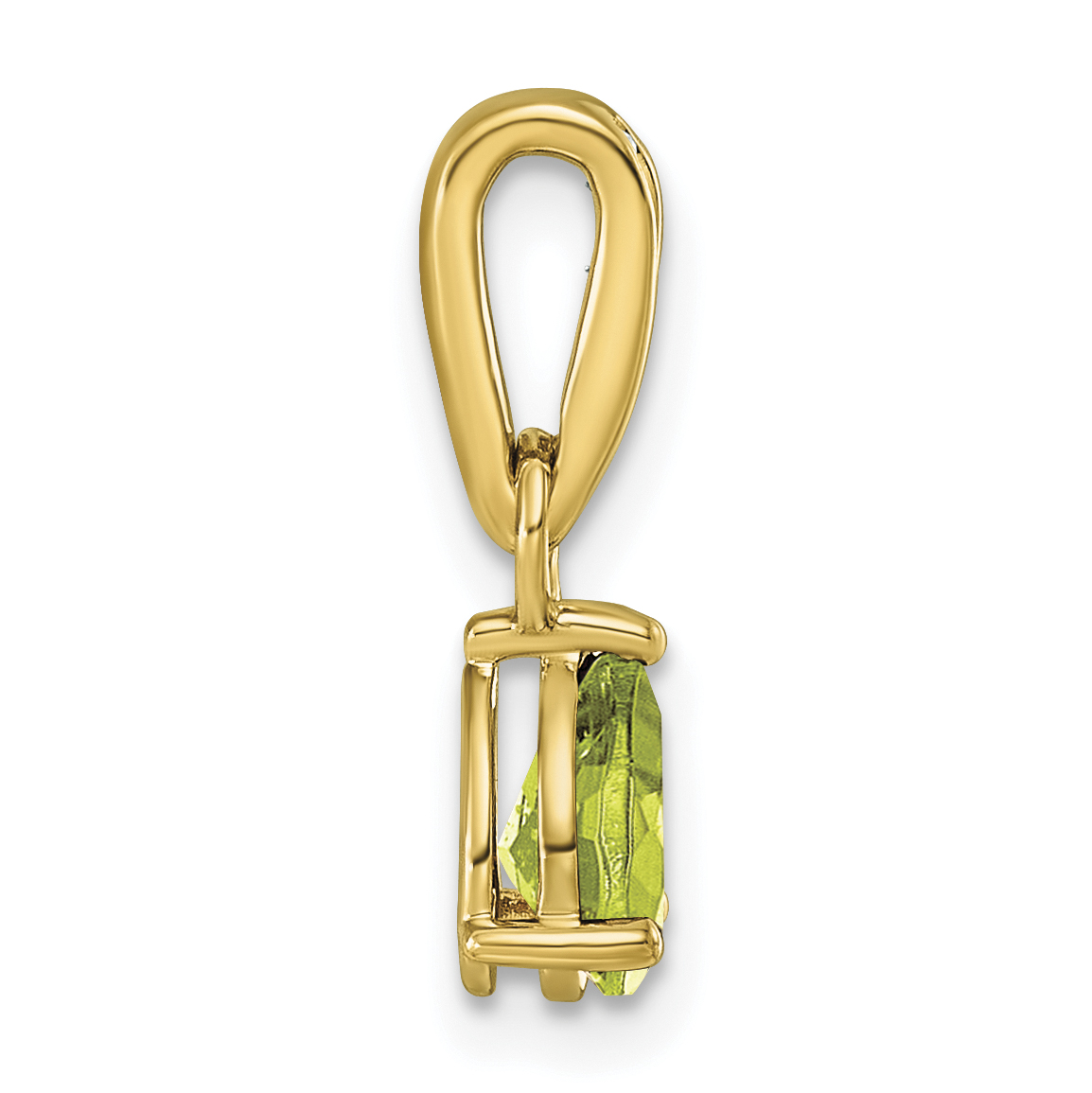 Diamond Peridot and 1/10 carat Pendant Charm Real 10k Yellow Gold 17.6x6.3mm detailed image 2