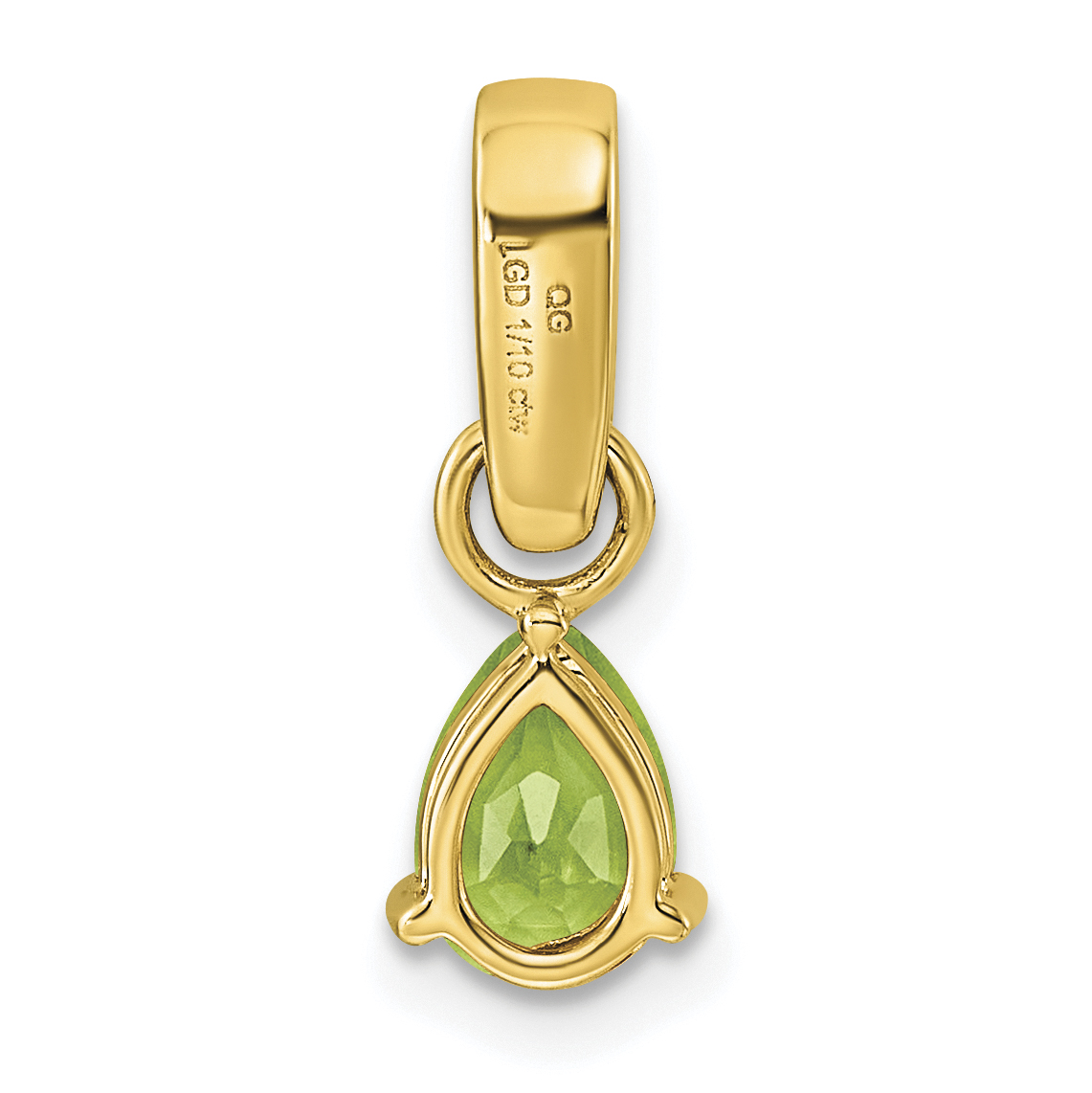 Diamond Peridot and 1/10 carat Pendant Charm Real 10k Yellow Gold 17.6x6.3mm detailed image 3