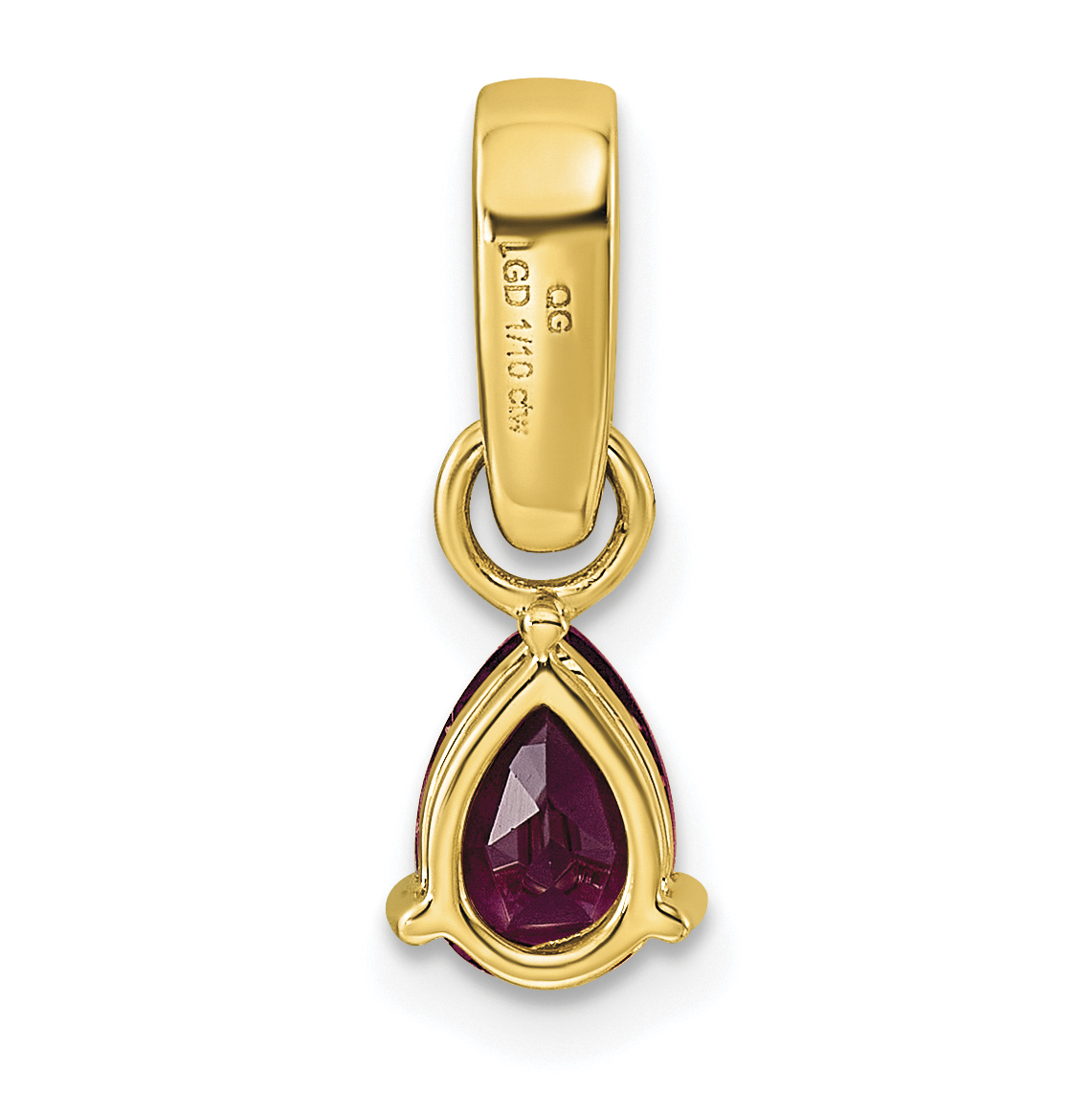Diamond Rhodolite Garnet and 1/10 Pendant Charm Real 10k Yellow Gold 17.3x6.1mm product image view 3