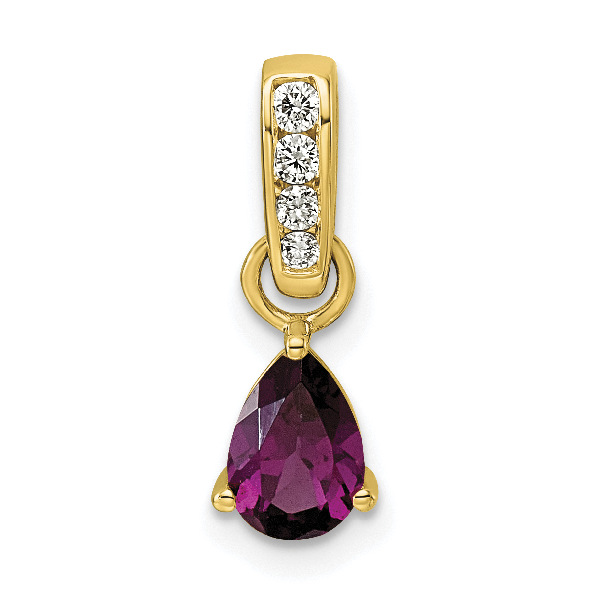 Diamond Rhodolite Garnet and 1/10 Pendant Charm Real 10k Yellow Gold 17.3x6.1mm main product image