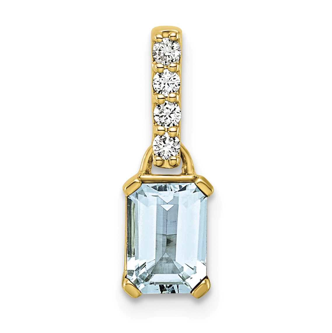 10k Aquamarine & 1/15 carat Lab Grown Diamond VS/SI+ G+ March Birthstone Complete Pendant