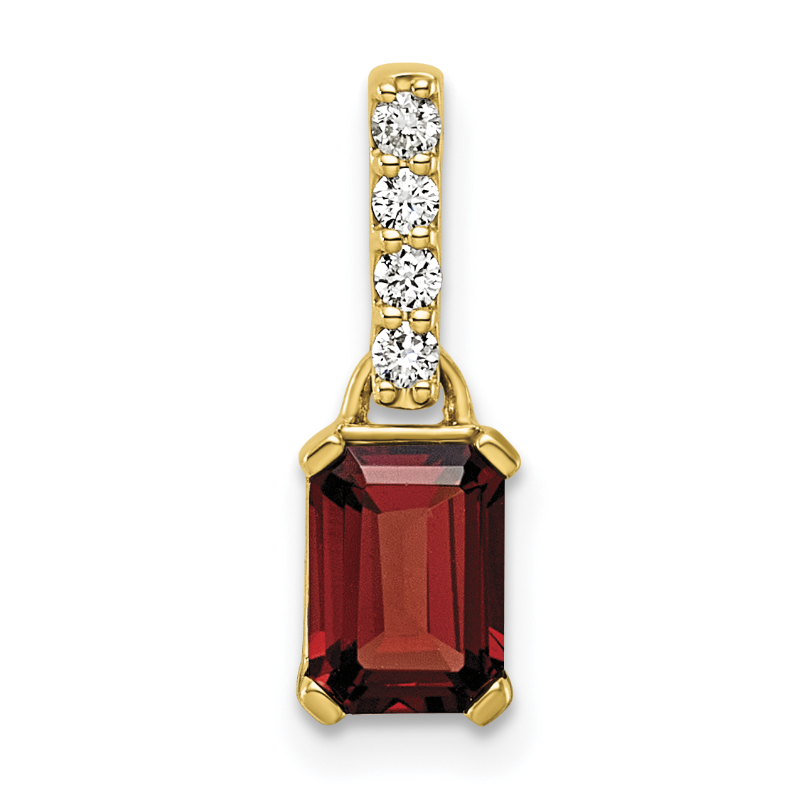 10k Garnet & 1/15 carat Lab Grown Diamond VS/SI+ G+ January Birthstone Complete Pendant