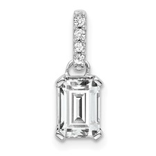 Image of 10k White Gold White Topaz and Diamond Pendant