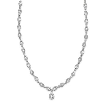 14k White Gold 2 3/4 carat Lab Grown Diamond VS/SI+ G+ 17 inch Fashion Teardrop Necklace — alternate view