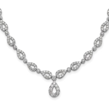 14k White Gold 2 3/4 carat Lab Grown Diamond VS/SI+ G+ 17 inch Fashion Teardrop Necklace