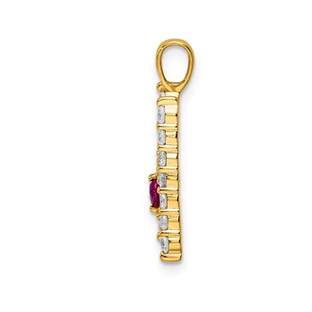 YG Sterling Silver Large Initial H CZ & Cr. Ruby Pendant — alternate view