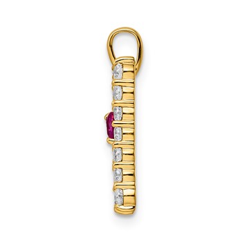 YG Sterling Silver Large Initial N CZ & Cr. Ruby Pendant — alternate view