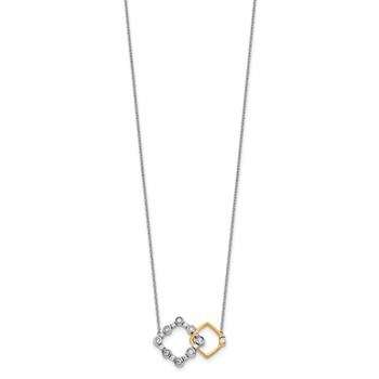 14k Two-tone 3/8 carat Lab Grown Diamond VS/SI+ G+ Interlocking Square 18 inch Necklace — alternate view