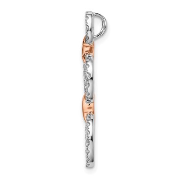 14k Two-Tone Rose and White Gold 3/8 carat Lab Grown Diamond VS/SI+ G+ Triple Circle Drop Chain Slide Pendant — alternate view