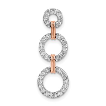 14k Two-Tone Rose and White Gold 3/8 carat Lab Grown Diamond VS/SI+ G+ Triple Circle Drop Chain Slide Pendant