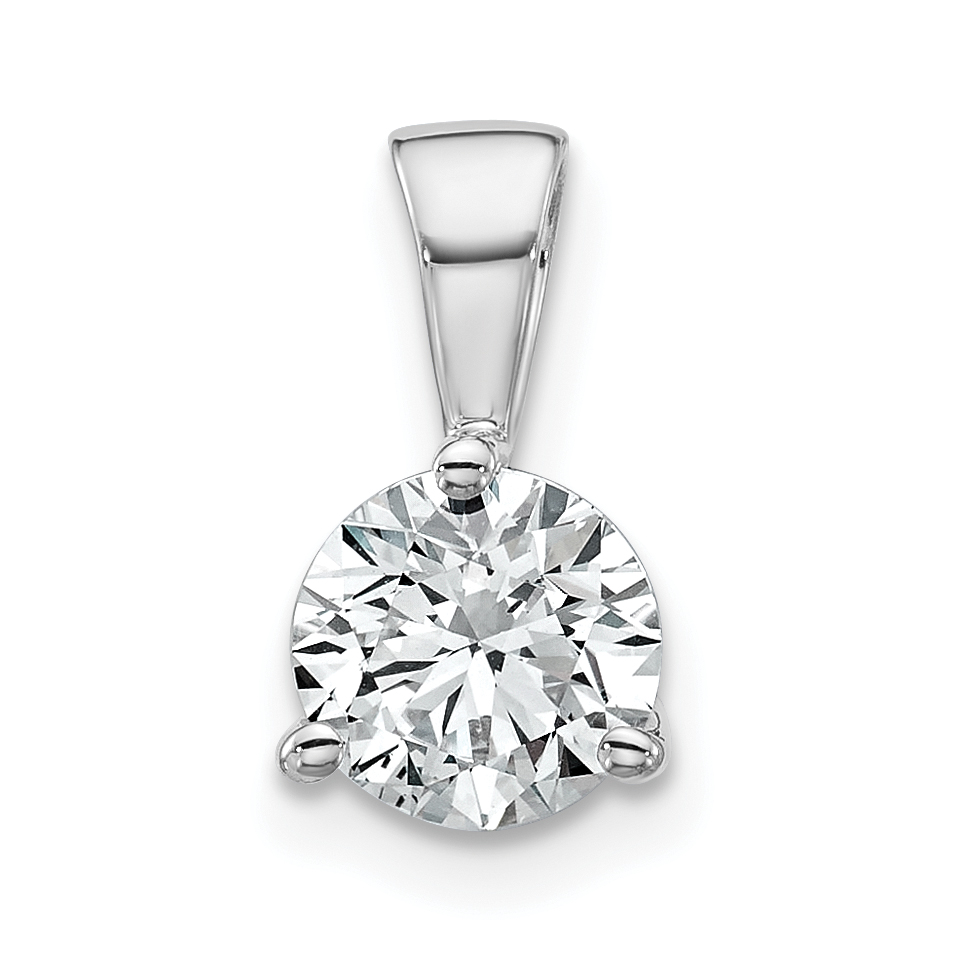 10k White Gold 1 ct Lab Grown Dia VS/SI+ G+ 3 Prong Comp Solitaire Pendant