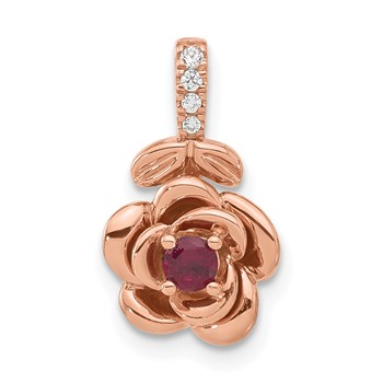 RG Sterling Silver Cr. Ruby & CZ Roseate Pendant
