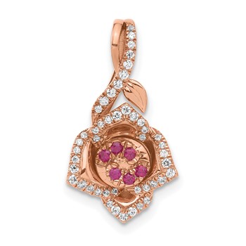 RG Sterling Silver Cr. Ruby & CZ Roseate Pendant