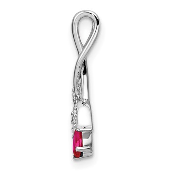 14k White Gold Ruby and Diamond Floral Chain Slide — alternate view