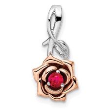 Image of 14K Two-tone White & Rose Ruby Flower Pendant
