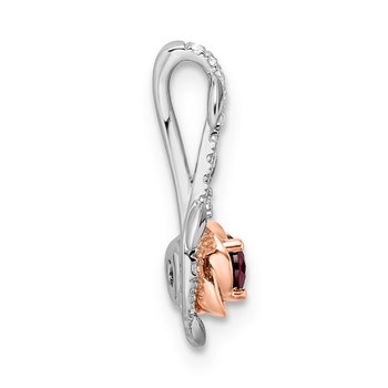 Sterling Silver w/RG Cr. Ruby & CZ Roseate Pendant — alternate view