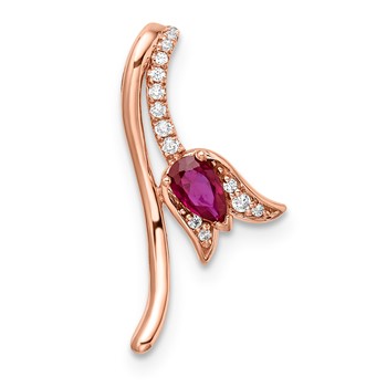RG Sterling Silver Cr. Ruby & CZ Roseate Pendant