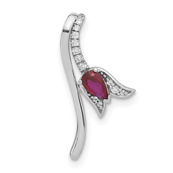 Sterling Silver Cr. Ruby & CZ Roseate Pendant