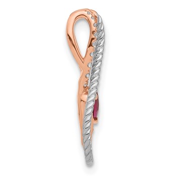 RG Sterling Silver w/WG Cr. Ruby & CZ Roseate Pendant — alternate view