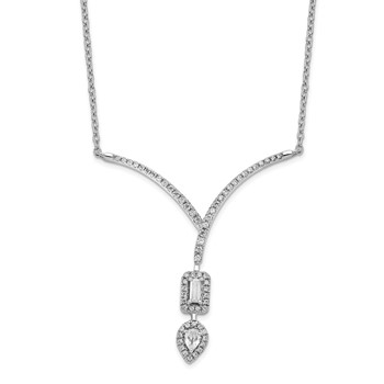 White Alloy CZ Drop Necklace