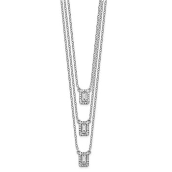 White Alloy CZ 3-Layer Fashion Necklace