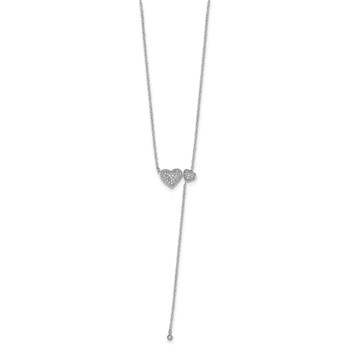 White Alloy CZ Fashion Heart Drop Necklace — alternate view