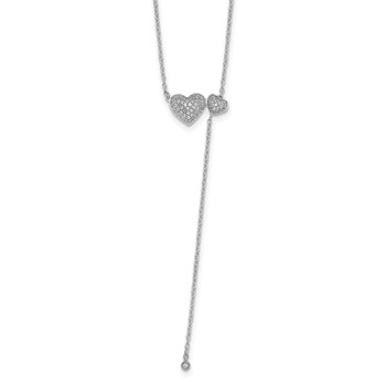 White Alloy CZ Fashion Heart Drop Necklace