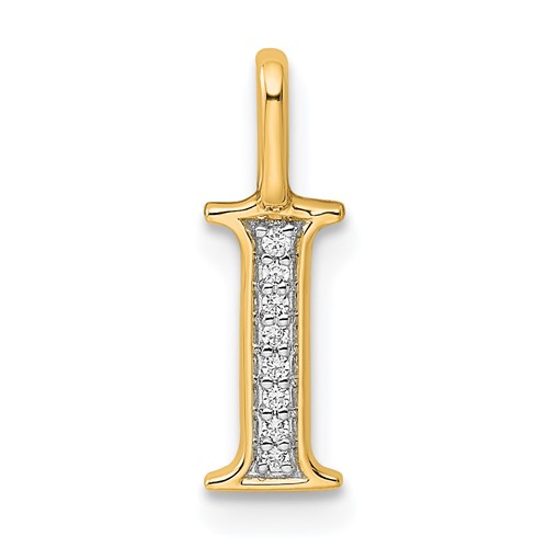 10K Diamond Letter I Initial Pendant