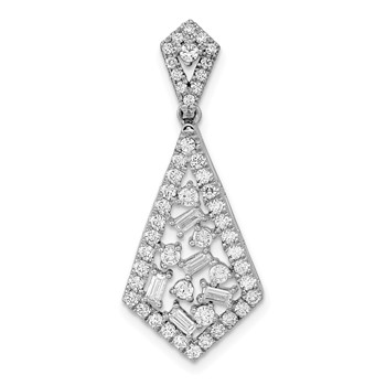 14k White Gold Polished 3/4 carat Diamond Fancy Dangle Chain Slide