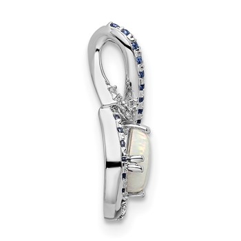 14k White Gold Blue Topaz/Opal/Diamond Chain Slide — alternate view