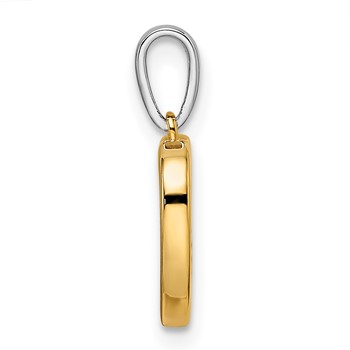 14k Two-tone Heart Dangle Diamond Pendant — alternate view